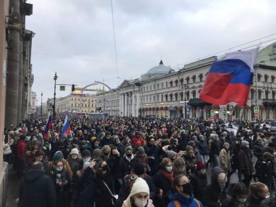 Акция "Свободу Навальному!" на Невском проспекте, Санкт-Петербург, 23.01.21. Фото: www.facebook.com/profile.php?id=100002244977577